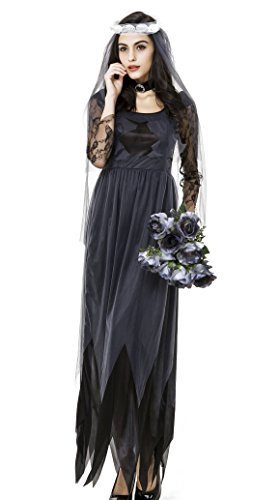 beautifulfashionlife Women's Deluxe Victorian Ghost Bride Costume Black M - £23.79 GBP