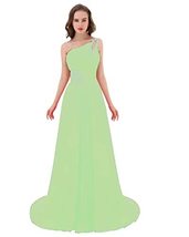 Kivary Long A Line Beaded One Shoulder Formal Corset Prom Evening Dresses Sage U - £75.96 GBP