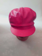 Pink Leather Hat Cap Chef Hat Cooker Cap Genuine Lambskin Womens Real Skin Soft - £71.94 GBP