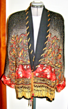 VINTAGE CAROL LITTLE OPEN BOHO JACKET w/IMPORTED FABRIC FROM GERMANY-MAD... - $18.81