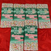 Wrights Christmas trim Vtg Lot Of 6 New NOS 3 Yards Deer Bells Snowmen S... - $20.50 CAD