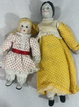 Russ Berrie China Doll Red Polka Dot Dress Extra Bonus in Yellow Dress P... - $11.29