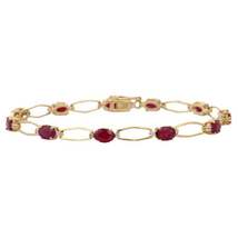 Unique Deep Red Ruby Tennis Bracelet with Diamonds in 14kt Solid Yellow Gold  - £2,064.54 GBP