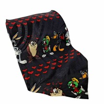 Vintage 1998 Looney Tunes Mania Valentines Heart Kisses Novelty Silk Necktie - $17.81