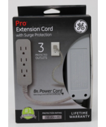 GE Pro Extension Cord w/ Surge Protection 3 Protected Outlets 8ft Power ... - $14.73