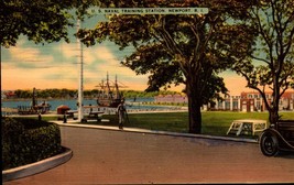 Newport RI-Rhode Island, US Naval Training Station,  WW II Linen Postcar... - £4.65 GBP