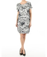 Minus Jurk Afreen Womens Black White Liquid Print Dolman Sleeve Dress Small - £24.63 GBP