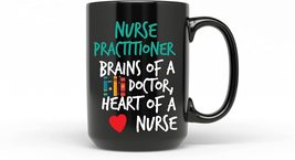 Brains Of A Doctor Heart Of A Nurse Large 15oz Black Ceramic Coffee Mug For NP N - £15.72 GBP