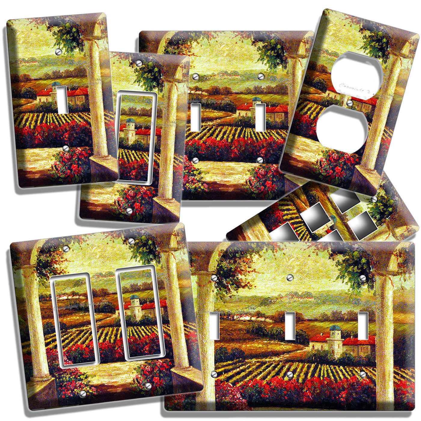 TUSCAN VINEYARD FARM HOUSE ROSES PAINTING LIGHT SWITCH OUTLET WALL PLATE COVER