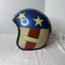 Vintage Captain America Stars &amp; Stripes Motorcycle Helmet Easy Rider 1970&#39;s - £188.06 GBP