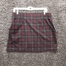 Rewind Skirt Women Medium Maroon Plaid Pockets Stretch Cute Above Knee Mini - £5.79 GBP
