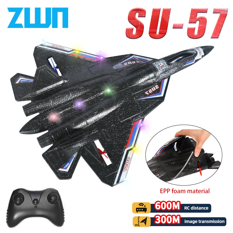 RC Plane SU57 2.4G With LED Lights Aircraft Remote Control Flying Model Glider - £32.84 GBP+