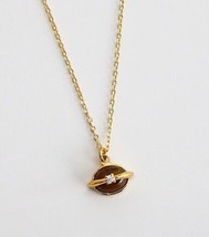 18K Gold Plated Tiger Eye Stone Saturn Necklace, gem, planet, gift for her, fine - £40.90 GBP