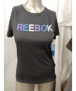 REEBOK  WOMEN&#39;S BLACK/PURPLE/BUFF BLUE PLAY DRY  TEE SHIRT ASST SIZES 04... - $7.99