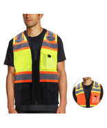 Men&#39;s Safety High Visibility Zipper Reflective Neon Class 2 Type R Work ... - $33.73 CAD