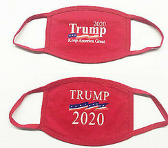 Lot (2) TRUMP Stretchable Earloop Red Face Mask Washable Unisex Adult New! - £15.94 GBP