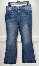 Kancan Luke High Rise Flare Jeans Womens 15/31 Blue Denim Medium Wash Distress - £33.80 GBP