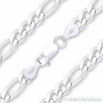 Figaro Link 5.5mm G150 Italian Chain Necklace in Solid 925 Italy Sterling Silver - £56.85 GBP+