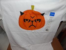 T Shirt Halloween Gildan 100% Cotton White Shirt Mean Pumpkin Small Size 69M - £3.70 GBP