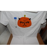 T Shirt Halloween Gildan 100% Cotton White Shirt Mean Pumpkin Medium Siz... - $89.14 MXN