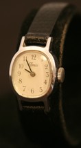 Strong running ladies&#39; vintage 1966 manual wind chrome wristwatch.  New leather! - £47.18 GBP