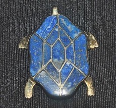 Smithsonian Turtle Pin Brooch Pendant Gold over Sterling Silver and Lapis (JT1) - £27.72 GBP