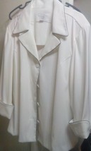 DRESSBARN WOMAN JACKET - WHITE JACKET WITH NAVY PIPING 2X  -  BUTTON DOW... - $24.63