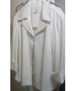 DRESSBARN WOMAN JACKET - WHITE JACKET WITH NAVY PIPING 2X  -  BUTTON DOW... - $24.63