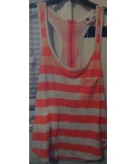 Tank Top  Roxy  Size Sm.  Orange &amp; White Thick Striping  Pocket  Zip Up ... - $296.31 MXN
