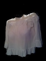 ELODIE Peasant Blouse XS NWT/White Thin Straps Ruffled Very Soft Very Pr... - $18.32