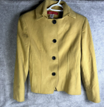 Anne Klein Women&#39;s Blazer Yellow Wool Blend Button Front Jacket Size 10 - £3.45 GBP