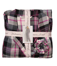 Victoria’s Secret Pajama Set Pink Black XL long Sleeve Cotton flannel Plaid PJ - £31.61 GBP