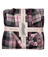 Victoria’s Secret Pajama Set Pink Black XL long Sleeve Cotton flannel Pl... - £30.99 GBP