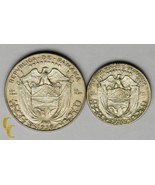 1930 Panama 1/4 Balboa &amp; 1/2 Balboa Pièce Argent plein De 2, Km#11.1 , 12.1 - $1,251.17 MXN
