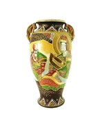Vtg Japanese Satsuma Vase Moriage Details Hand Painted Old Original Bott... - $94.05