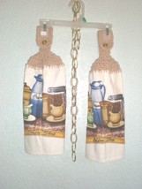 NeW Kitchen Set, 2 hanging crochet top towels  Coffee House  - $5.99