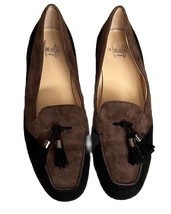 Amalfi Suede Tassel Loafer Black-Brown Slip-On Made In Italy - Women Fla... - $64.80