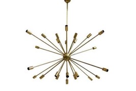 Mediados Siglo Estilo 24 Brazos Latón Sputnik Araña Tamaño Enorme Decorativo Luz - £228.46 GBP