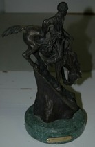 10.5 Inch Frederic Remington Mountain Man Bronze Statue on Green Marble Base - £237.73 GBP