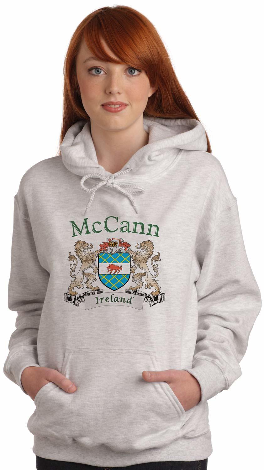 McCann Irish Coat of Arms Ash Hooded Sweat shirt - $35.28+