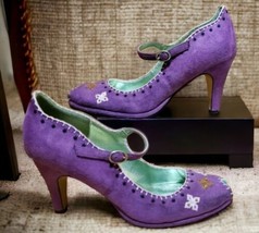 Sam Edelman Purple SE Boutique Faux Suede Peep Toe Mary Jane Heels Womens 10M - £27.68 GBP
