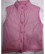 Gap Kids PINK reversible down vest 14 XXL large girls puffer feather pla... - $24.04 CAD
