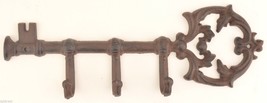 Cast Iron Wall Hook Rack Antique Skeleton Key 3 Hooks Steam Punk Home Decor - £11.59 GBP
