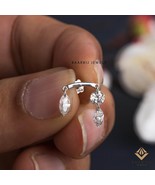 Margaret Floating Marquise and Round Diamond Drape Helix Threaded Stud P... - $4,399.56 MXN