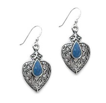 Sterling Silver Teardrop Stone Filigree Aurora Drop Earrings, Denim Lapis - £29.71 GBP