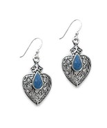 Sterling Silver Teardrop Stone Filigree Aurora Drop Earrings, Denim Lapis - $37.99