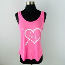 NOBO No Boundaries Womens Medium M 7 - 9 Pink Sleeveless Tank Top Heart Love - £9.02 GBP