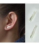 Silver Feather Ear Climber Earrings Set Cuffs Pins Ear Lobe Crawler New - £12.00 GBP