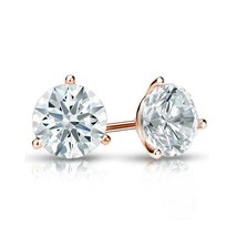 2.25CT Round Solid 18K Rose Gold Brilliant Cut Martini ScrewBack Stud Earrings - £160.03 GBP