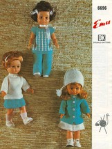 Vintage knitting pattern for dolls outfits. Emu 6696. PDF - $2.15